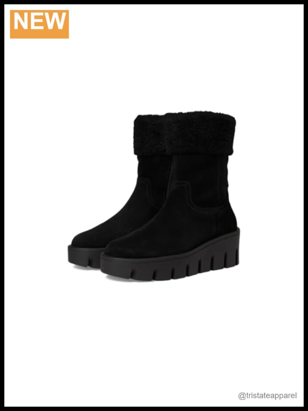 Waterproof Suede Mid-Calf Boots with Faux Fur Lining Zip Closure Wedge Sole